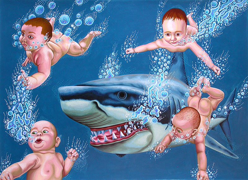 bwb-04 Mother Shark. 2008, 40 x 56 cm, gouache on paper.