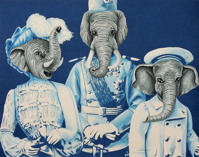 cy-13 Babar. 2014, 28 x 35 cm, cyanotype print and gouache on paper.