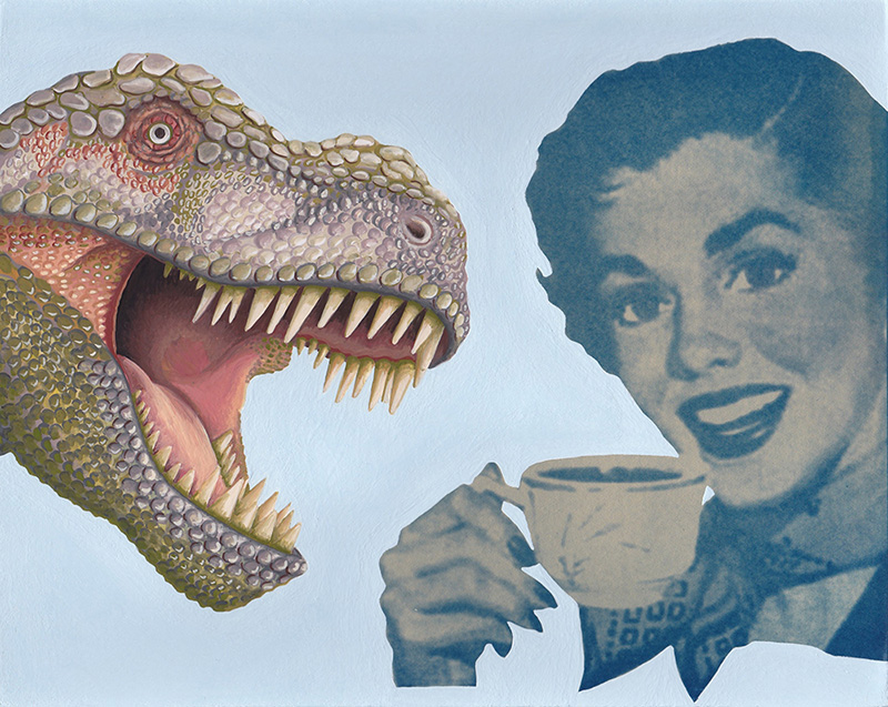 cy-14 Tea Rex. 2014, 20 x 25 cm, cyanotype print, gouache and casein on paper.