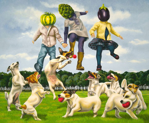 ho-04 Jumping Veg Heads. 2011, 65 x 80 cm, gouache on paper.