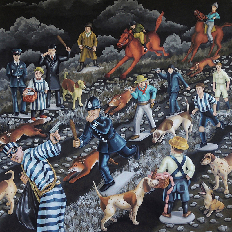 sta-05 Cops and Robbers. 2015, 140 x 140 cm, gouache on paper.