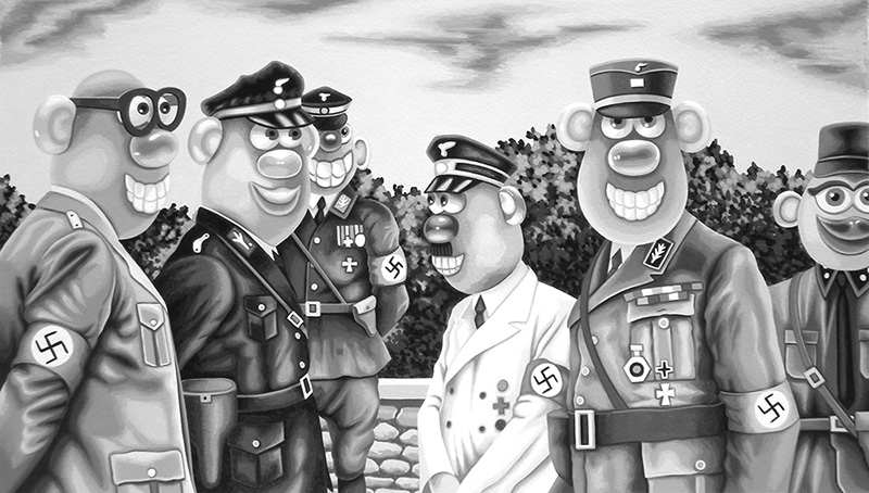 war-01 Nazi Potato Heads. 2010, 23 x 40 cm, gouache on paper.