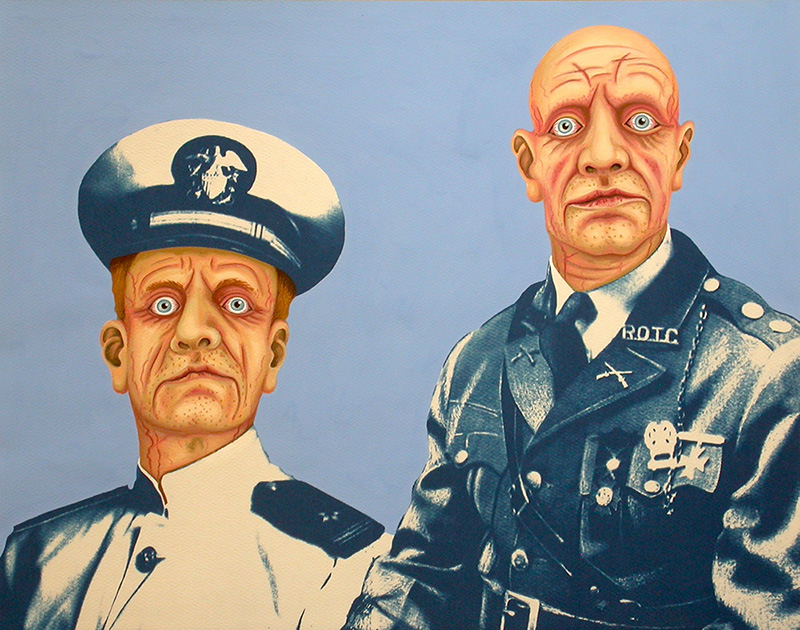 war-04 Military Zombies. 2012, 28 x 35 cm, cyanotype print, gouache and casein on paper.