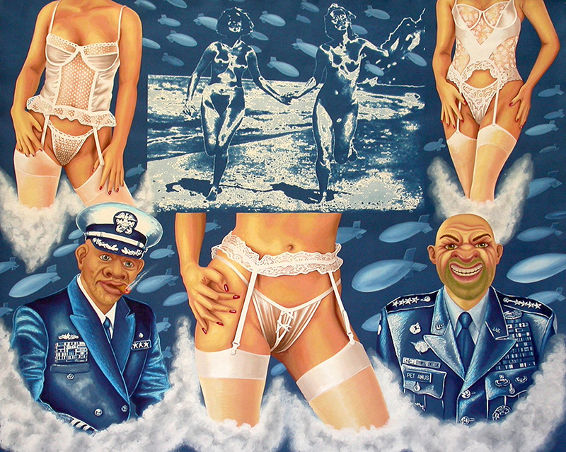 war-06 Military Bombs. 2013, 60 x 75 cm, cyanotype print and gouache on paper.