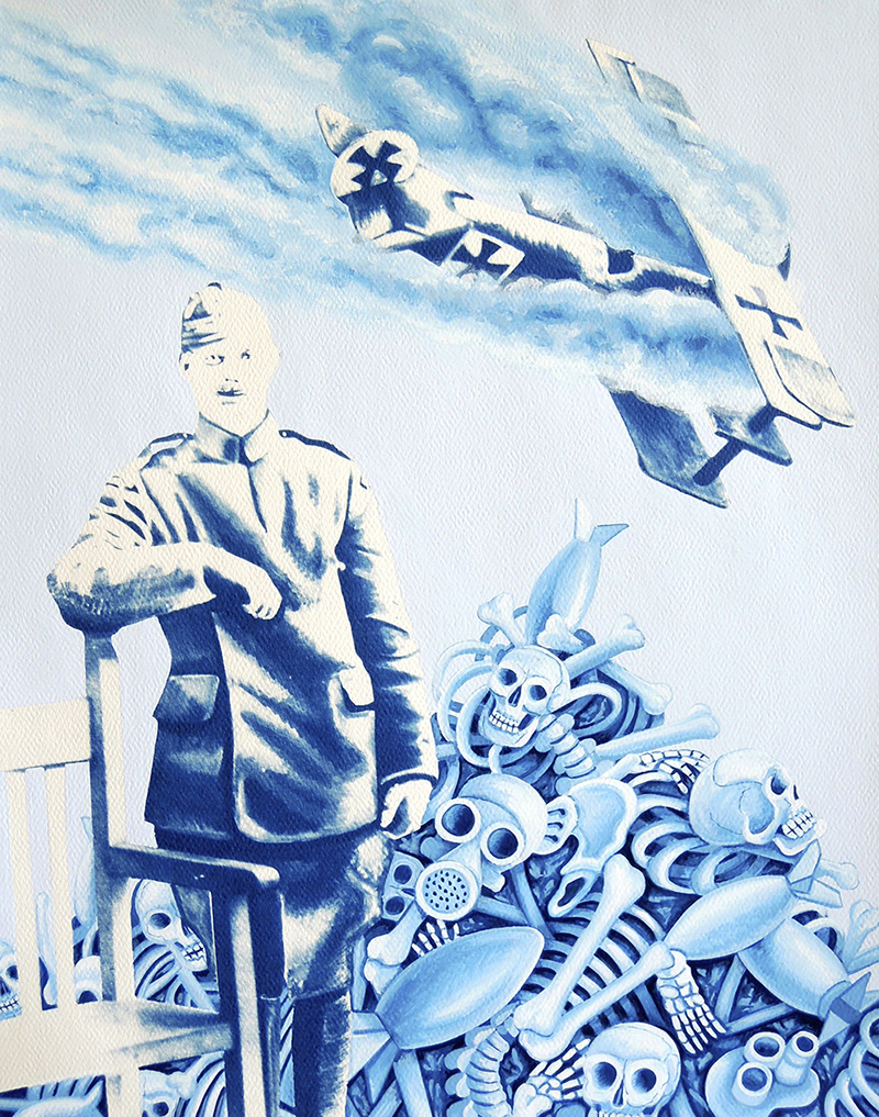 war-10 Military Bones. 2014, 35 x 28 cm, cyanotype print, casein and gouache on paper.