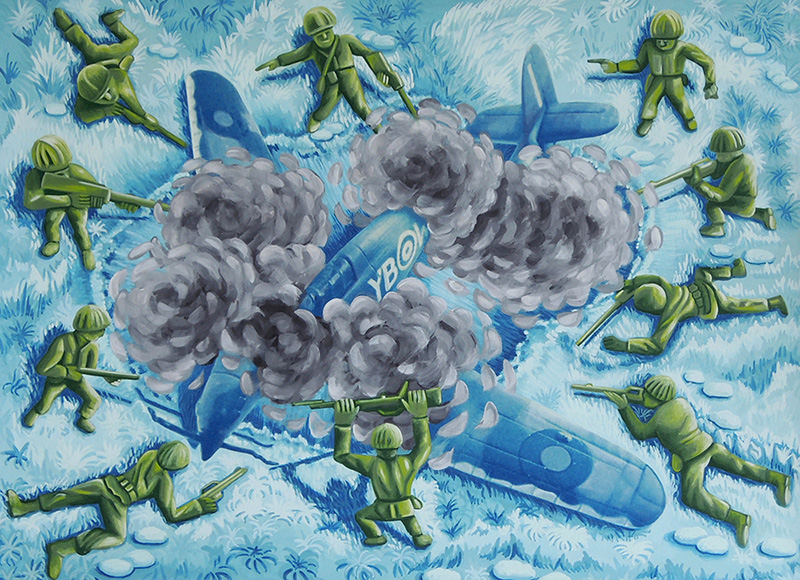 war-16 Flying in Formation on a Fine Day lll. 2014, 29.5 x 40.5 cm, cyanotype print and gouache on paper.