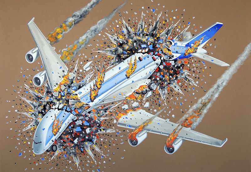 war-21 Flying in Formation on a Fine Day VIII. 2015, 70 x 100 cm, gouache on paper.