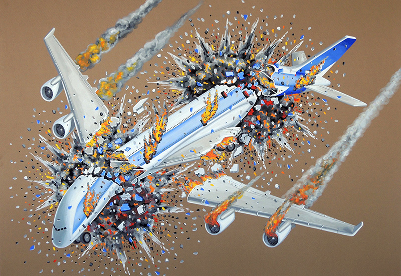 war-21 Flying in Formation on a Fine Day VIII. 2015, 70 x 100 cm, gouache on paper.