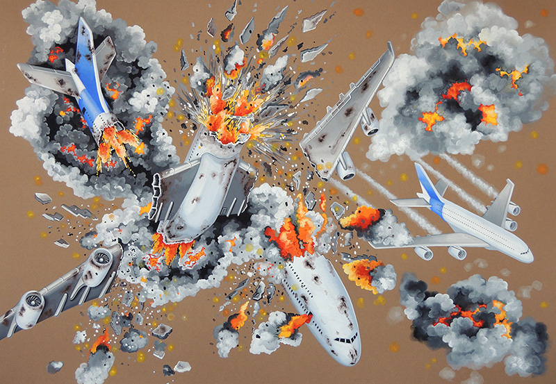 war-22 Flying in Formation on a Fine Day IX. 2015, 70 x 100 cm, gouache on paper.