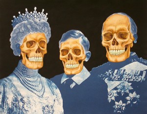Dynasty. 2012, 28 x 35 cm, cyanotype print, watercolour, gouache and casein on paper.  