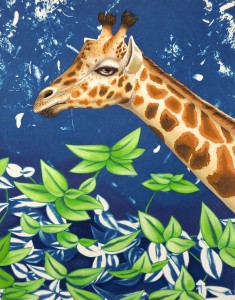 Giraffe. 2014, 35 x 28 cm, cyanotype print and gouache on paper.  