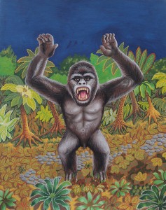 Angry Gorilla. 2016, 35.5 x 28 cm, gouache on paper.  