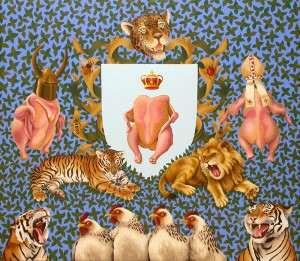 Medieval Chickens. 2008, 70 x 80 cm, oil on canvas.   