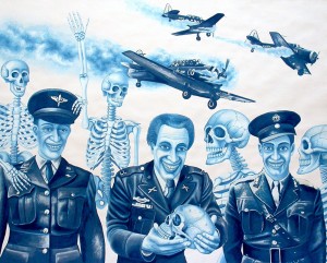 Military Plane Crash. 2012, 60 x 75 cm, cyanotype print,  gouache and casein on paper. 