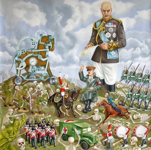 The Warmonger. 2013, 140 x 140 cm, gouache on paper. 