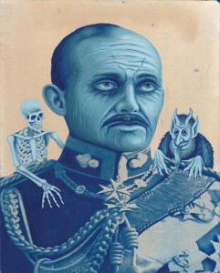 The Tired General. 2014, 25 x 20 cm, cyanotype print and gouache on paper. 