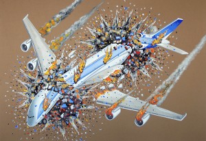 Flying in Formation on a Fine Day VIII. 2015, 70 x 100 cm, gouache on paper. 